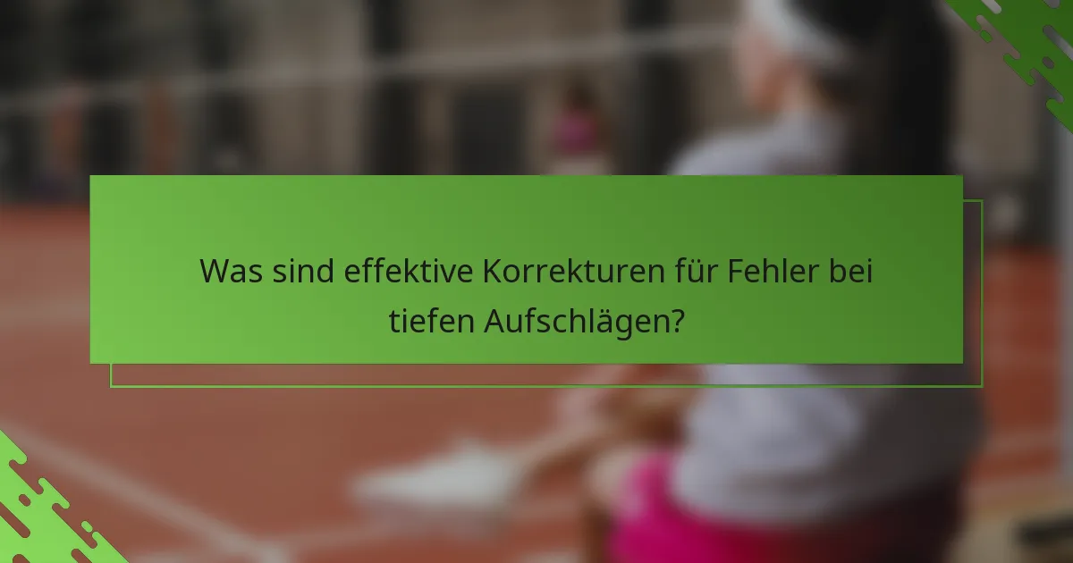 Was sind effektive Korrekturen für Fehler bei tiefen Aufschlägen?