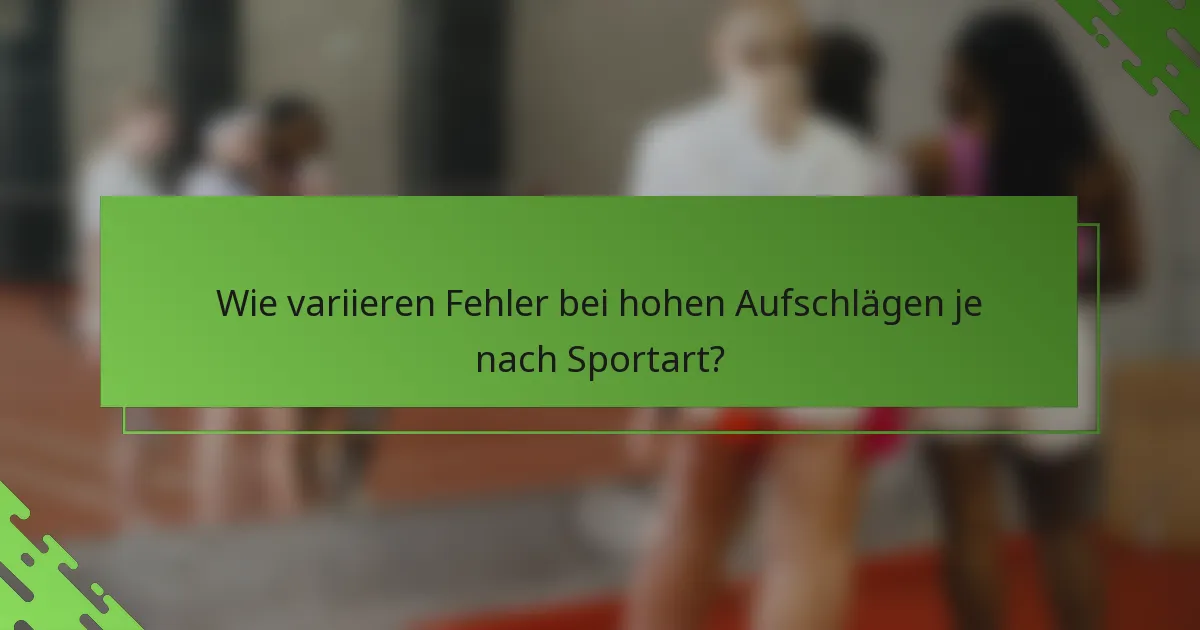 Wie variieren Fehler bei hohen Aufschlägen je nach Sportart?